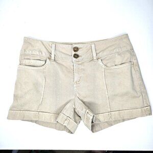 Cloth and Stone Tan Beige Low Waist Y2K 90s Cuffed Shorty Shorts Carpenter